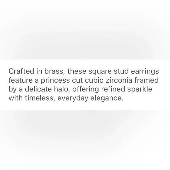 NIB Elegant Princess Cut CZ & 14k Gold Plated Over Brass Push Back Stud Earrings - Picture 2 of 2